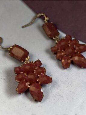 Red Faceted Cluster Drop Earrings - Women Jewelry